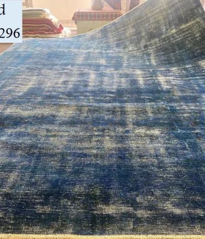 Blue Reload carpet, Size: 379x296 cm, Hand Knotted, Faded genuine vintage Persian rug, with certificate of authenticity & exchange warranty. Imported directly from Iran.