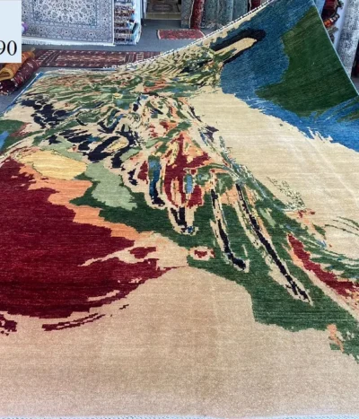 Handmade Chobi Homa, Size: 400 x 290 cm, Natural wool & vegetable dye, with certificate of authenticity and exchange warranty. Imported from Iran. (Homa is a mythical bird of Iranian legends and fables)