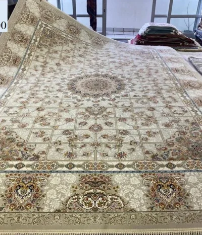 Embossed textured Isfahan rug, Size: 400x300 cm, reeds/meter:1200, Fine knotted, with certificate of authenticity and exchange warranty. Imported directly from Iran.