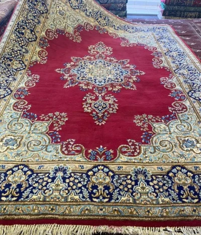 very fine handmade Kerman, Size: 320 x 220 cm, fine knotted by natural wool & vegetable dye, R30 000 valuation certificate & exchange warranty. Imported from Iran.