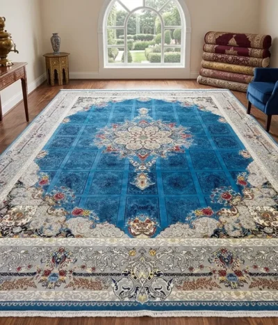 Fine Tabriz carpet, Size: 400 x 300 cm, Blue, 700 Knots per square meter quality, certificate of authenticity with R13 000 valuation.