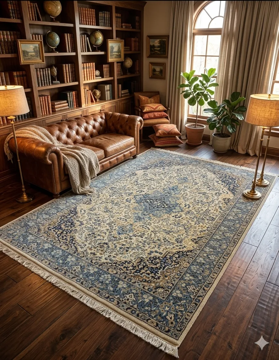 Persian floral Kashan, Size: 254x150 cm, 400 knots wool on cotton quality, R10 000 valuation.