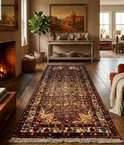 Vintage Hamadan runner, Size: 278 x 107 cm, hand knotted by natural wool & vegetable dye, R9 000 valuation certificate.