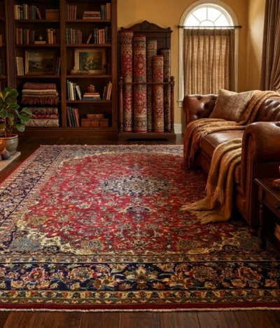 Persian Kashan rug, Size: 388 x 305 cm, hand knotted by natural wool & vegetable dye, R19 000 valuation certificate & exchange warranty. Imported from Iran.