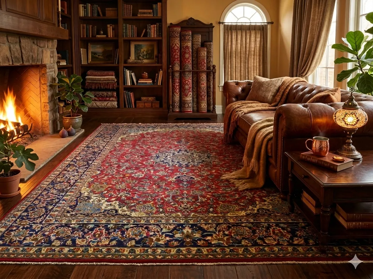 Persian Kashan rug, Size: 388 x 305 cm, hand knotted by natural wool & vegetable dye, R19 000 valuation certificate & exchange warranty. Imported from Iran.