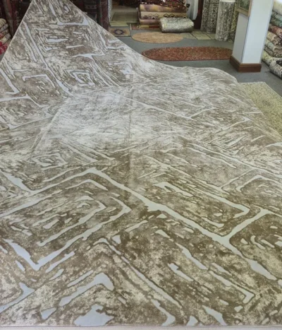 Turkish Modern Designer Area rug, Size: 400 x 300 cm, grey - brown, Polyester, Machine made.