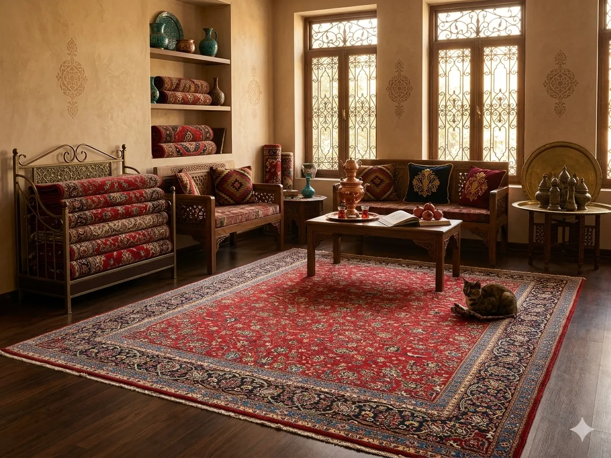 Persian Sarough, Size: 400 x 300 cm, fine Hand woven Signature rug, natural wool & vegetable dye, R28 000 valuation certificate and exchange warranty.