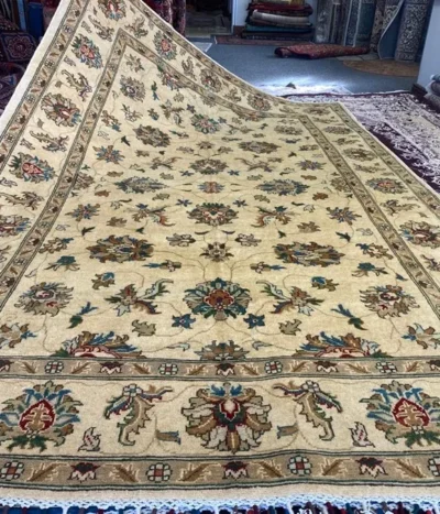 Premium Afghan Chobi rug, Size: 297x192 cm, Beige color, Fine hand knotted by natural wool & vegetable dye, R30 000 valuation certificate.