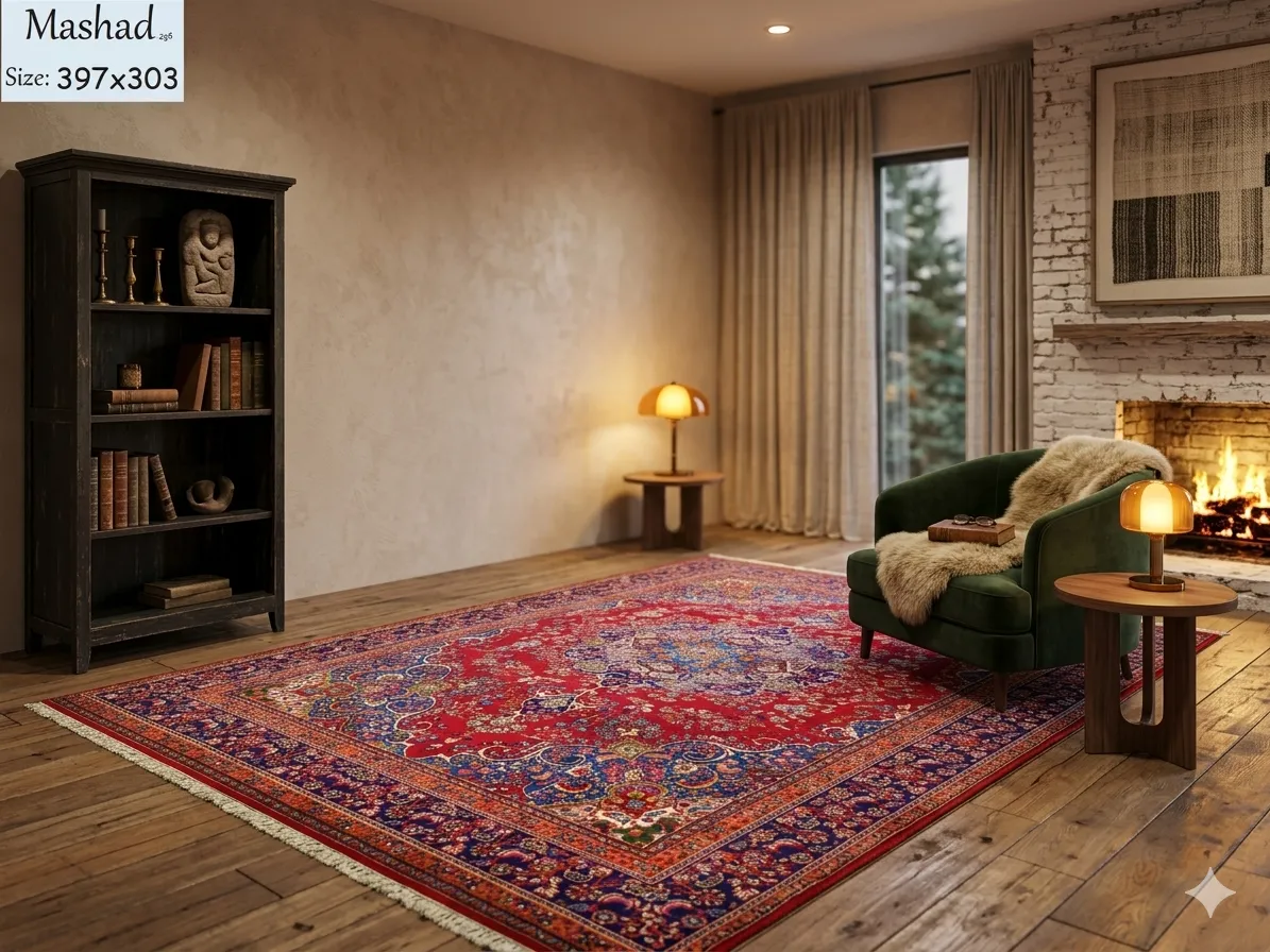 Premium Mashad carpet, Size: 397 x 303 cm, fine hand knotted by natural wool & vegetable dye. R26 000 valuation certificate, Imported from Iran.