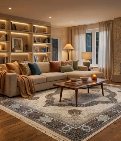Royal Chakawak carpet, Size 400 × 300 cm, beige color, 1000 knots quality, machine made, R16 000 valuation certificate.