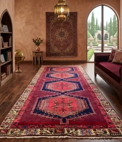 Handmade Shiraz hallway runner, Size: 325 x 108 cm, natural wool & vegetable dye, imported from Iran. Valuation Certificate: R10 000