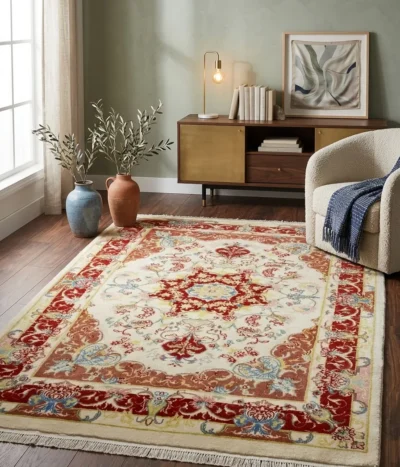 Silk Isfahan, Size: 160×105 cm, Fine hand knotted mixture of silk & wool, R25 000 valuation certificate.