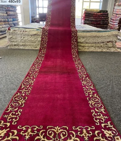 Red Persian Tabriz hallway runner, Size: 480 x 93 cm, Pre loved, Hand knotted by natural wool & vegetable dye. R15 000 valuation certificate.