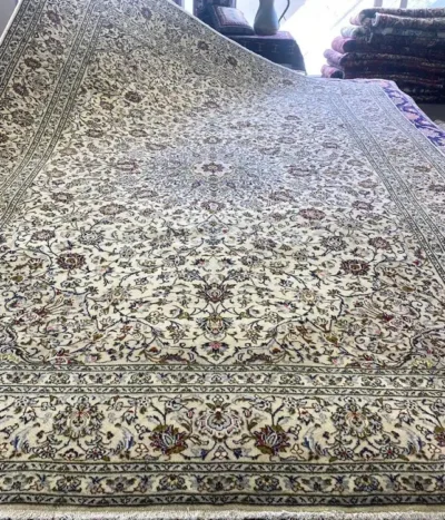Very Fine handmade Kashan, Size: 350 x 250 cm, 100% hand knotted by natural wool & vegetable dye, R35 000 valuation certificate & exchange warranty. Imported from Iran.