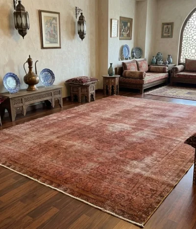 Vintage Persian rug, Size:372 x 292 cm, overdyed, handmade by natural wool, R25 000 valuation certificate.