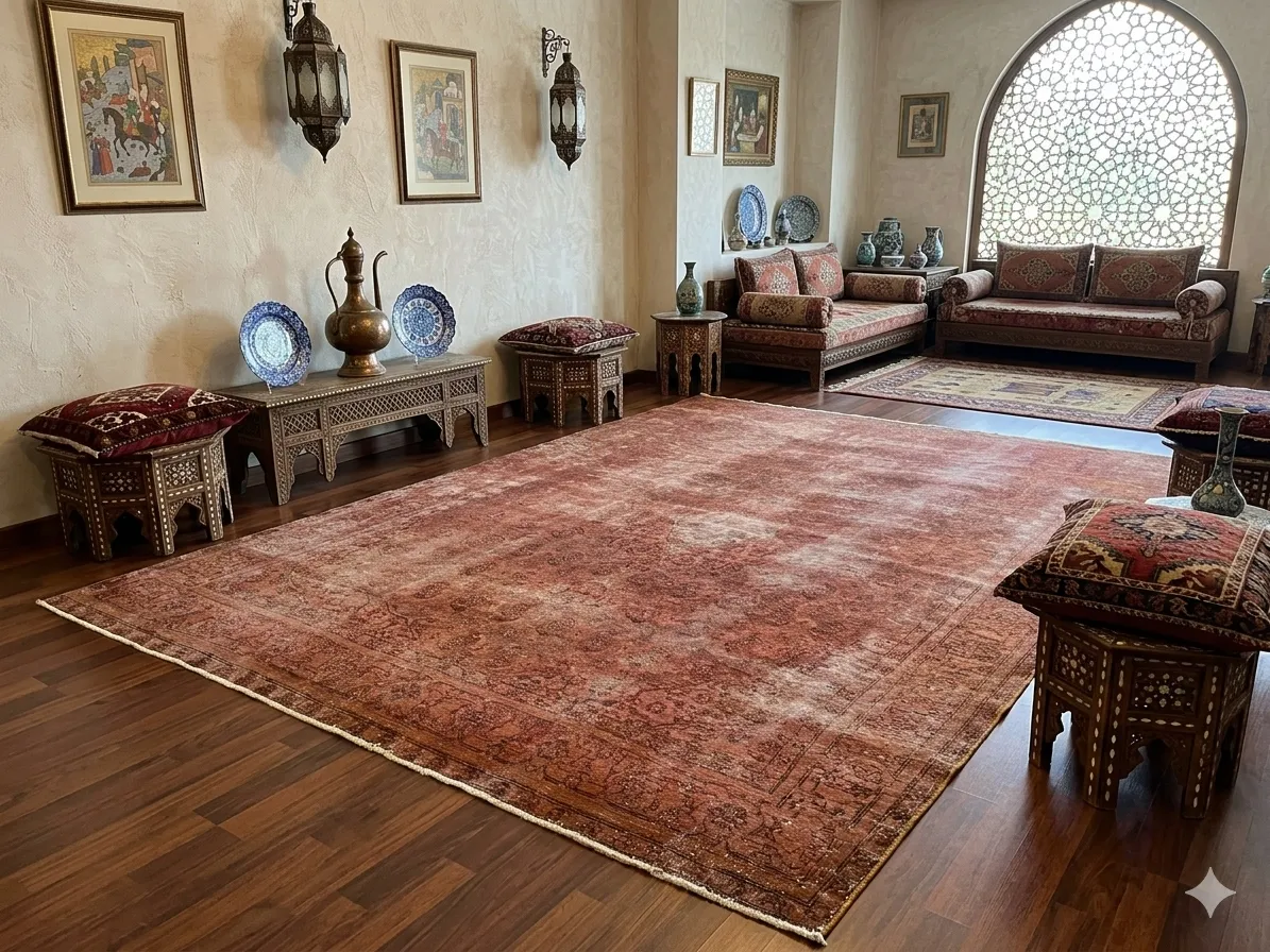 Vintage Persian rug, Size:372 x 292 cm, overdyed, handmade by natural wool, R25 000 valuation certificate.