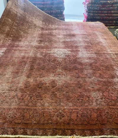 Vintage Persian rug, Size:372 x 292 cm, overdyed, handmade by natural wool, R25 000 valuation certificate.
