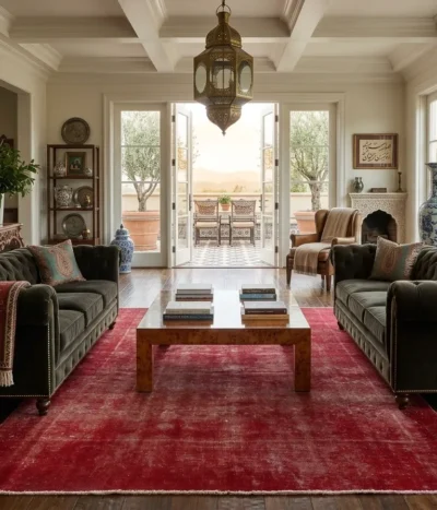 Vintage Persian rug, Size: 368 x 274 cm, overdyed, handmade by natural wool, R25 000 valuation certificate.