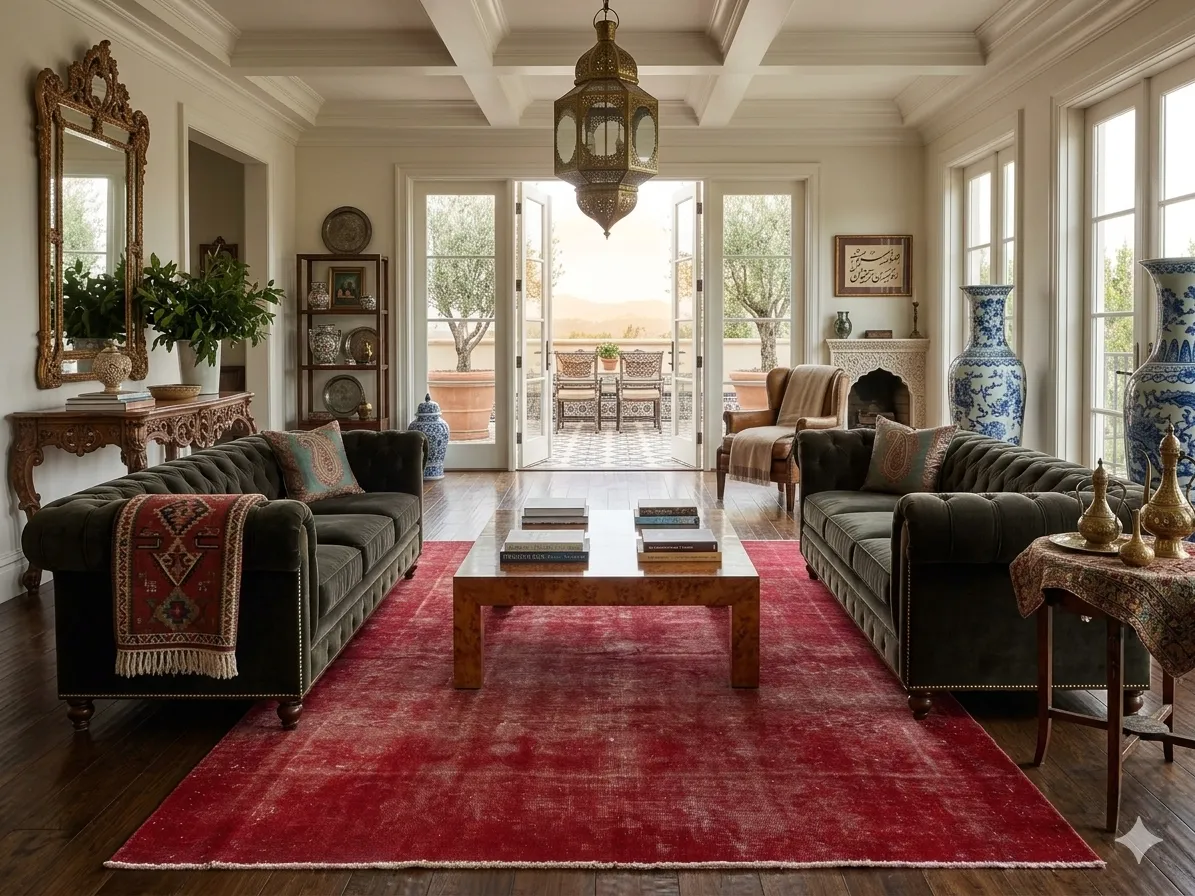 Vintage Persian rug, Size: 368 x 274 cm, overdyed, handmade by natural wool, R25 000 valuation certificate.