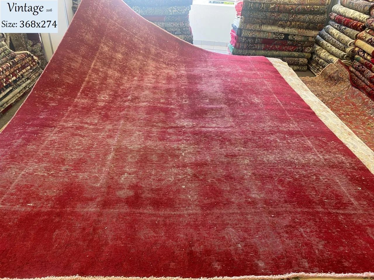 Vintage Persian rug, Size: 368 x 274 cm, overdyed, handmade by natural wool, R25 000 valuation certificate.