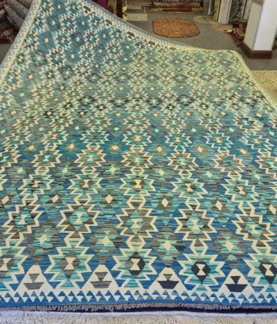 Afghan Kilim Chobi, Size: 343 x 261 cm, Natural wool & vegetable dye, Hand woven.