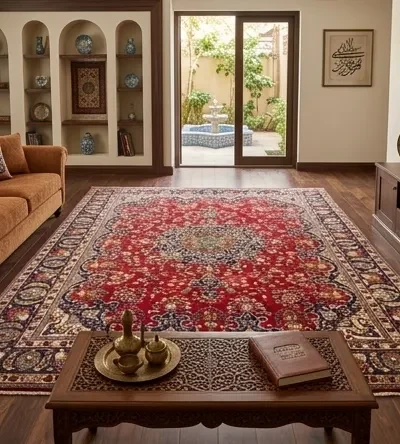 Antique Persian Mashad carpet, Size: 365 x 290 cm, Hand knotted by natural wool, R16000 valuation certificate.