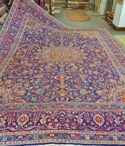 Antique Persian Tabriz rug, Size: 380 x 289 cm, Navy, 100% hand knotted by natural wool & vegetable dye, R16 000 valuation certificate.