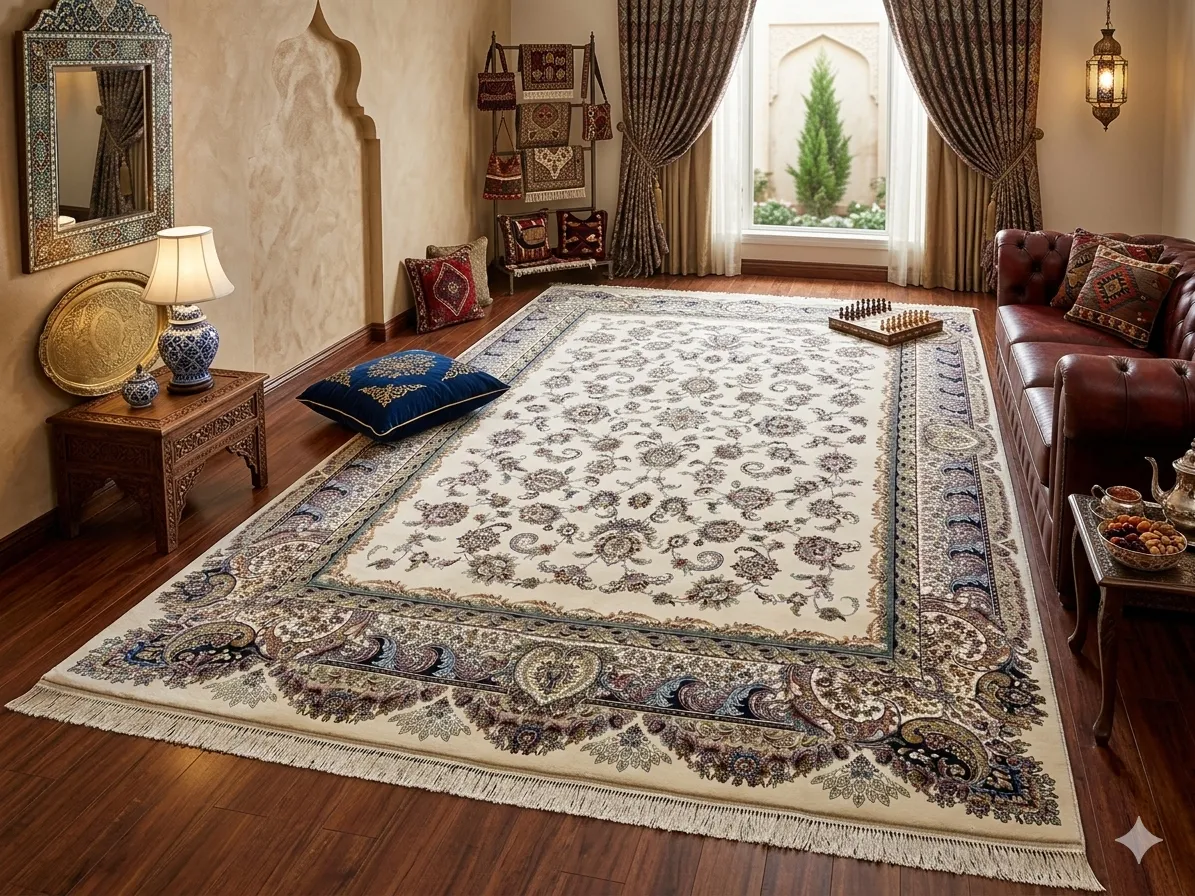  Floral Nain rug, Size: 400x300 cm, 1200 Fine knotted quality, R23 000 valuation certificate & exchange warranty.