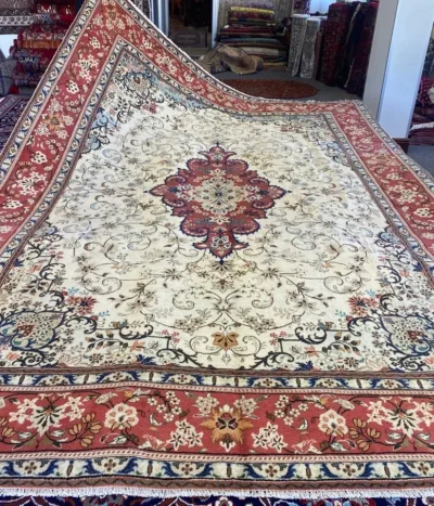 Second hand Kerman carpet, Size: 350 x 240 cm, fine hand knotted by natural wool & vegetable dye, R23 000 valuation certificate.