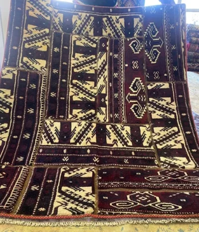handmade Torkaman Patchwork rug, Size 150 x 100 cm, R8 000 valuation certificate