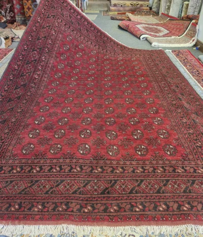 Handmade Bokhara, Size: 300 x 200 cm, Afghan rug, red color, Hand knotted by fine wool & vegetable dye, R15 000 valuation certificate.