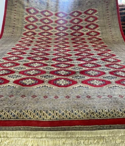 Handmade Bokhara carpet, Size: 440 × 314 cm, very fine hand knotted by natural wool & vegetable dye, R55 000 valuation certificate & exchange warranty.