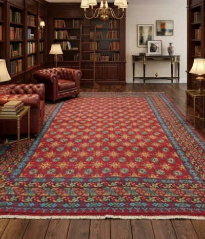 Handmade Bokhara rug, Size: 338 x 243 cm, Afghan rug, red color, Hand knotted by fine wool & vegetable dye, R25 000 valuation certificate.