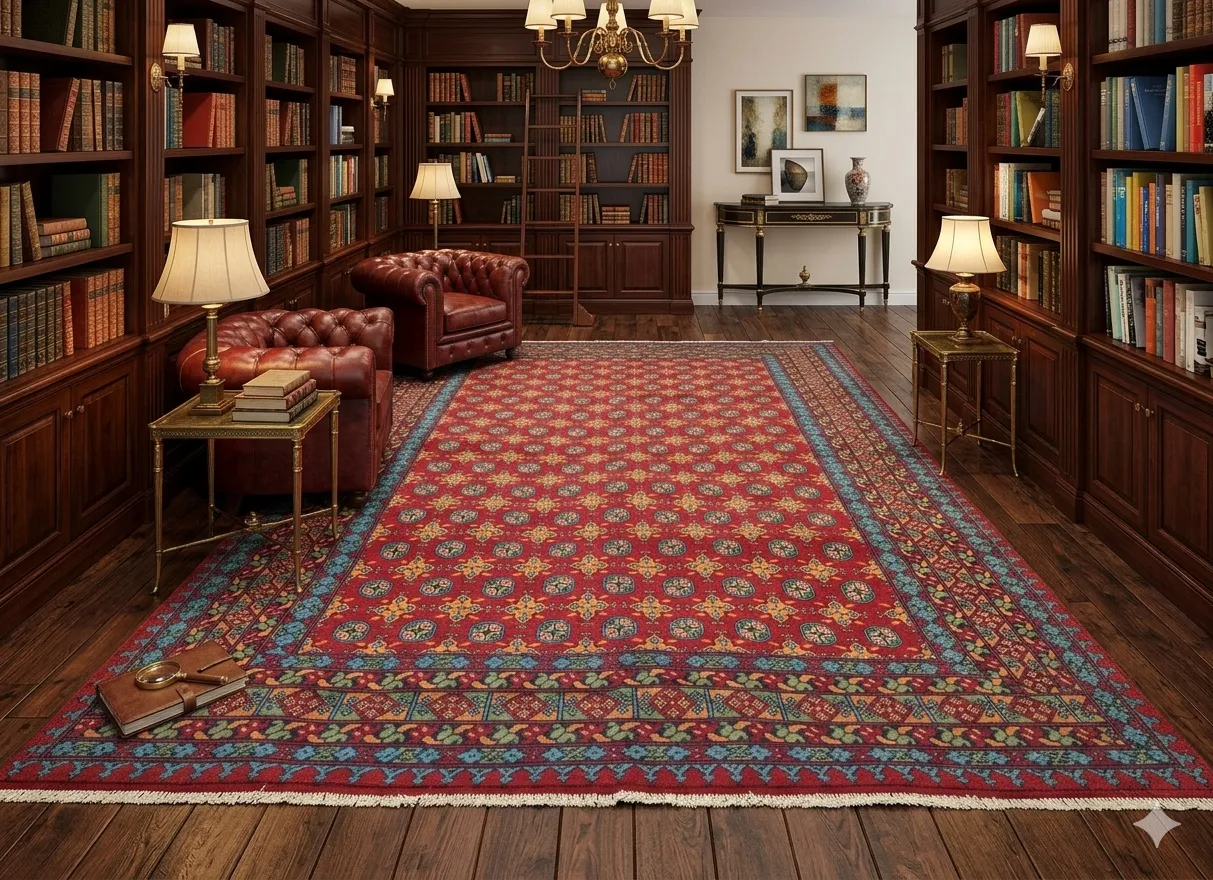 Handmade Bokhara rug, Size: 338 x 243 cm, Afghan rug, red color, Hand knotted by fine wool & vegetable dye, R25 000 valuation certificate.