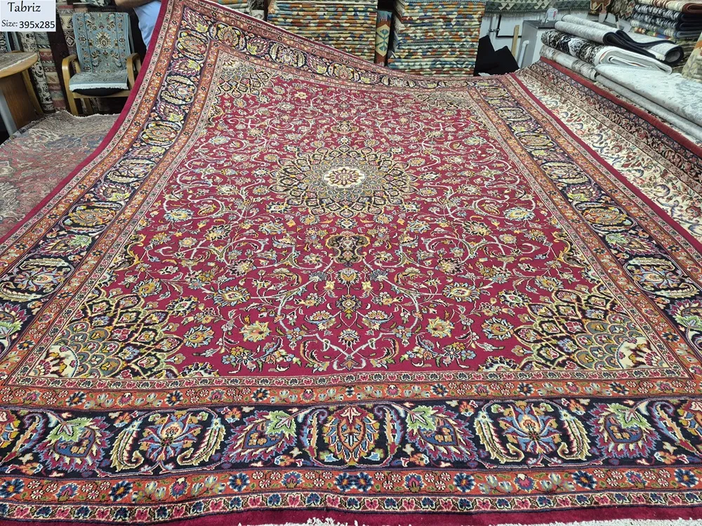 Handwoven Tabriz Persian Rug, Size: 395x285 cm, High-quality wool pile on a cotton foundation. R20 000 valuation certificate & exchange warranty.