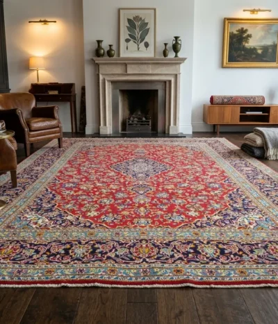 Handmade Kashan Persian Floral Rug, Size: 388 x 270 cm, hand knotted by natural wool & vegetable dye, R18 000 valuation certificate.