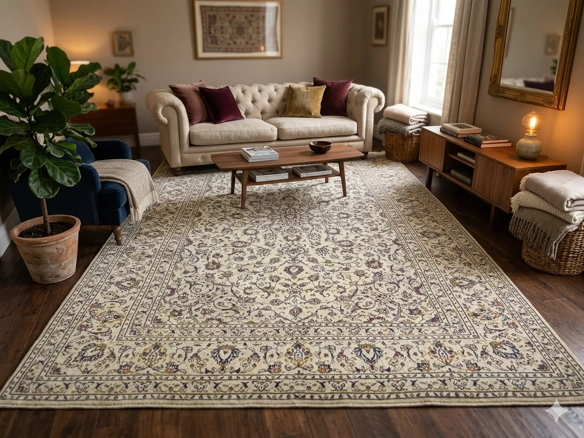 Persian Handmade Nain carpet, Size: 358 x 256 cm, Refurbished, Natural wool, vegetable dye, R22 000 valuation certificate.