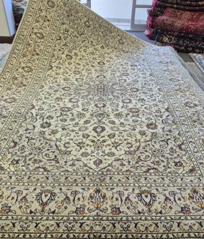 Persian Handmade Nain carpet, Size: 358 x 256 cm, Refurbished, Natural wool, vegetable dye, R22 000 valuation certificate.