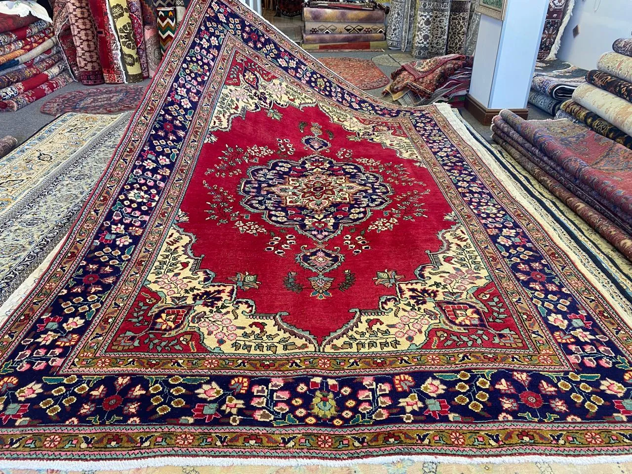 Pre loved Handmade Tabriz carpet, Size: 300×200 cm, 100% hand knotted by natural wool & vegetable dye, R15 000 valuation certificate.