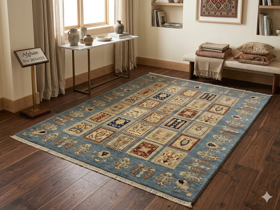 Premium Afghan rug, Size: 203 x 151 cm, very fine hand knotted by natural wool & vegetable dye, valuation certificate of R22 000 & exchange warranty. Imported from Afghanistan.