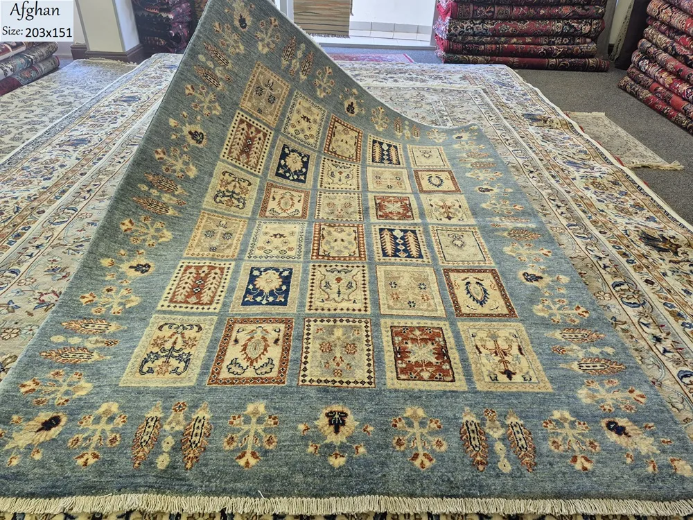 Premium Afghan rug, Size: 203×151 cm, very fine hand knotted by natural wool & vegetable dye, valuation certificate of R22 000 & exchange warranty. Imported from Afghanistan.