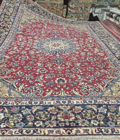 Second-hand Mashad rug, Size: 385x285 cm, Hand knotted by natural wool & vegetable dye. R16 000 valuation certificate & exchange warranty.