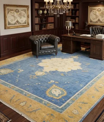 Vintage Isfahan carpet, Size: 398 x 281 cm, faded genuine hand knotted vintage Persian rug, R40 000 valuation.