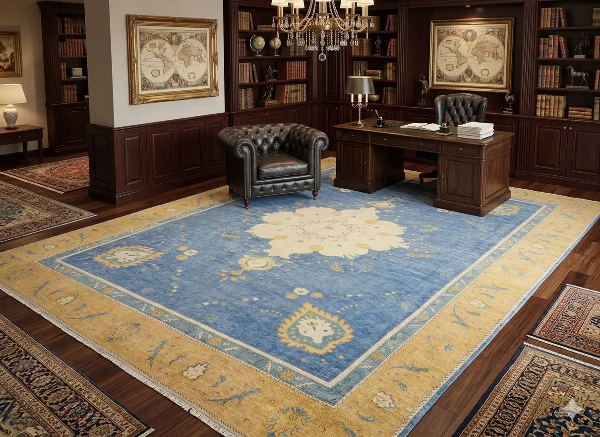 Vintage Isfahan carpet, Size: 398 x 281 cm, faded genuine hand knotted vintage Persian rug, R40 000 valuation.