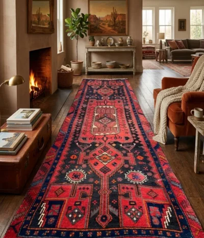 Vintage Hamadan runner, Size: 305 x 113 cm, hand knotted by natural wool & vegetable dye, R9 000 valuation certificate.