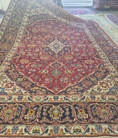 Distressed Antique Kashan, Size: 300 x 200 cm, Pre-loved hand-knotted natural wool & vegetable dye.