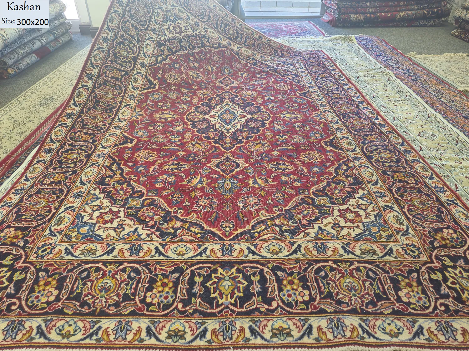 Distressed Antique Kashan, Size: 300 x 200 cm, Pre-loved hand-knotted natural wool & vegetable dye.