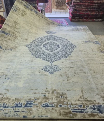 Turkish Modern distressed rug, Size: 400 x 300 cm, Polyester, Machine made.