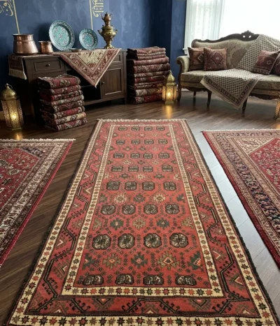 Vintage Torkaman hallway runner, Size: 292 x 128 cm, hand-knotted by natural wool, vegetable dye & nomadic weaving technique.