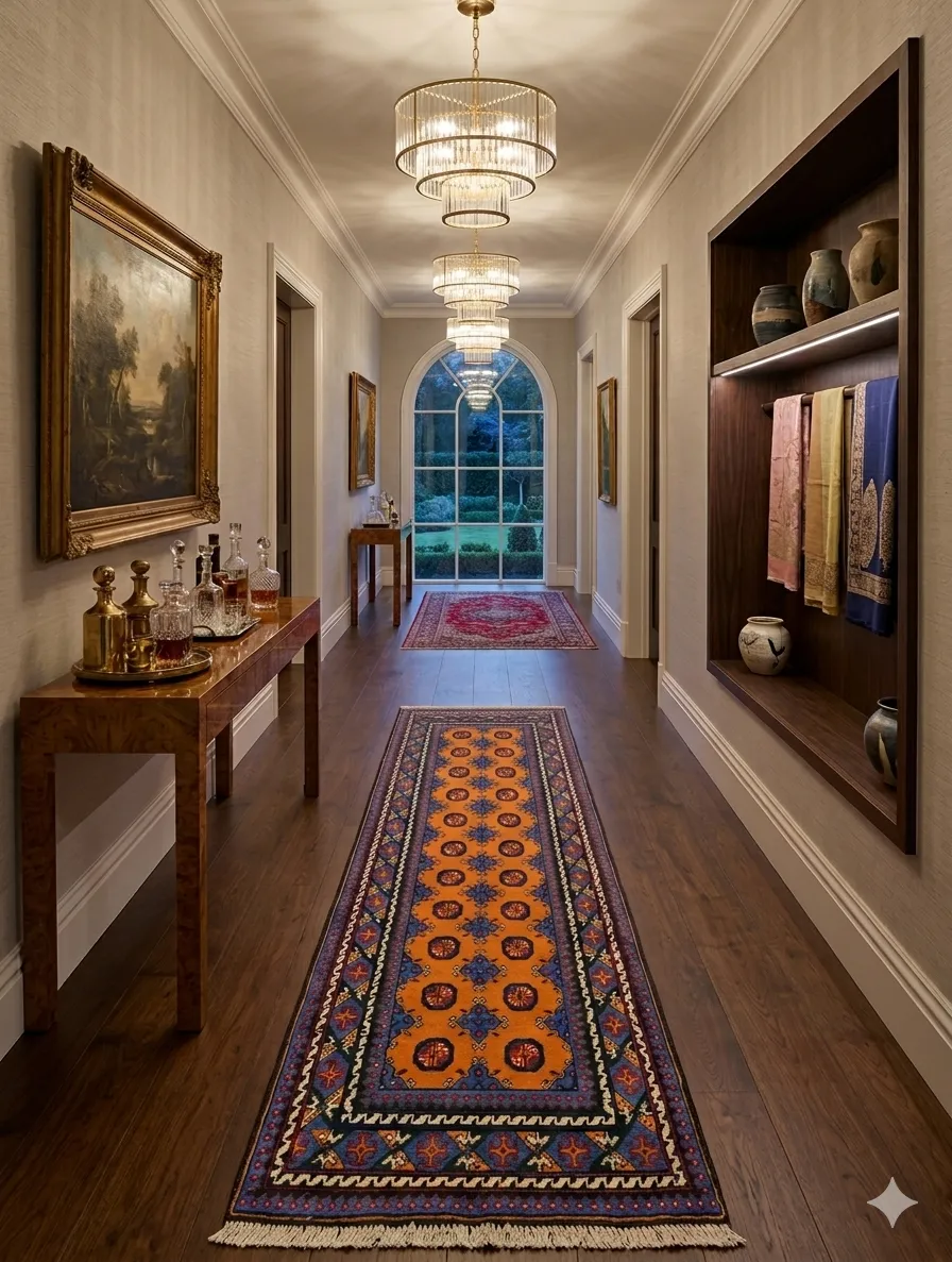 Afghan Akche hand knotted runner, Size: 291 x 82 cm, fine quality natural wool & vegetable dye.